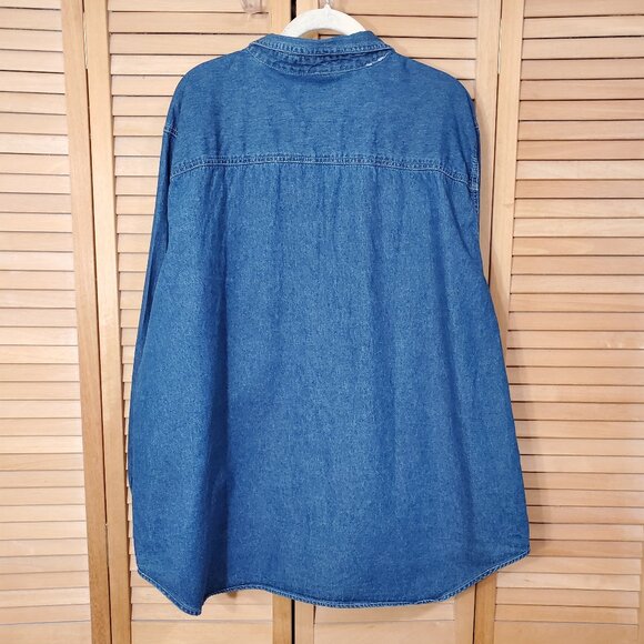 Just My Size Women's Embroidered Button Front Denim Shirt 22W/24W - Picture 5 of 6
